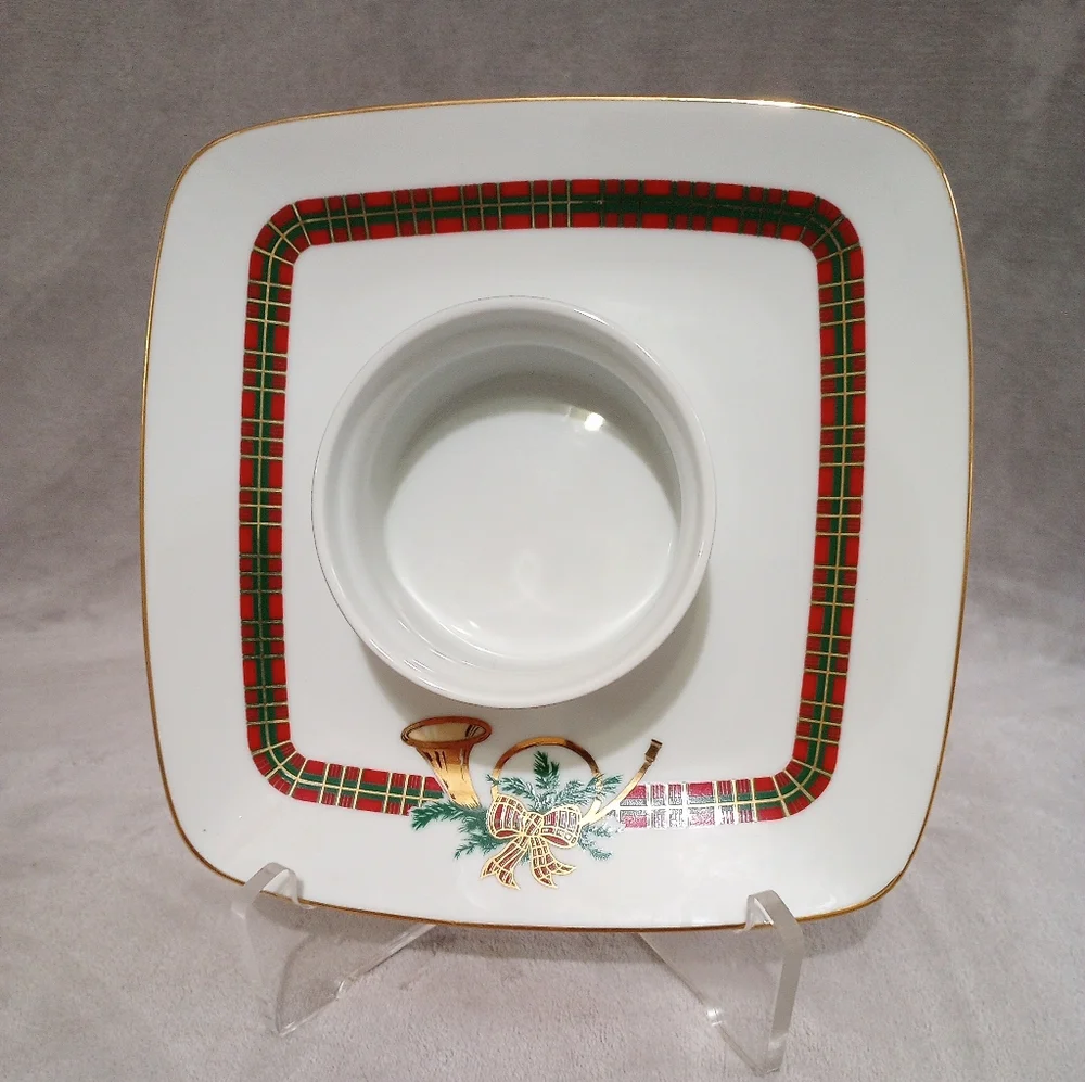 Vintage George's Briard The Hunt Chip Dip Platter Christmas Holiday